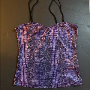 Purple Croc-Print Women's Top